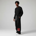 Unisex Vertical Text & Flag Print Wide-Leg Jogger Pants