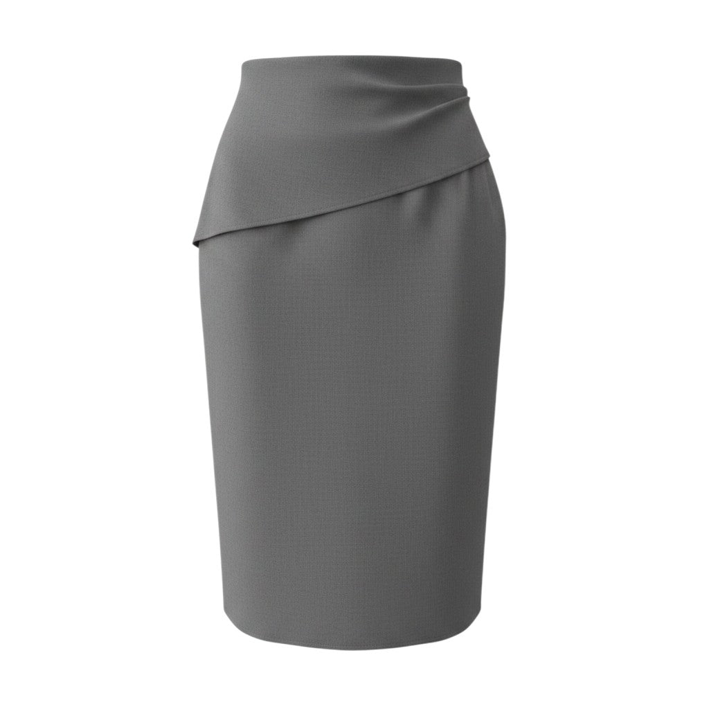 Women's Charcoal Grey Ruched Wrap-Detail Pencil Skirt