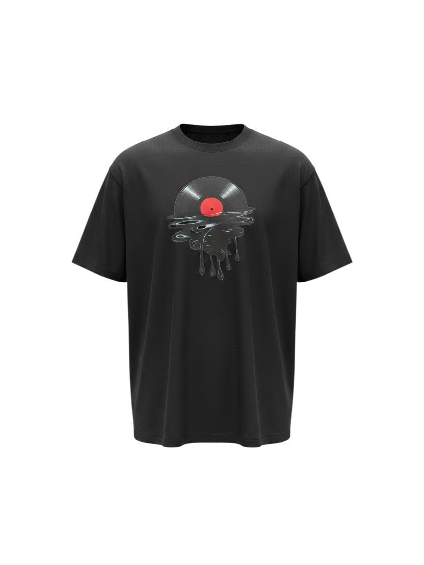 Melting Vinyl Rose Graphic Tee – Black