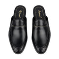 Blue Black Woven Leather Horsebit Mule