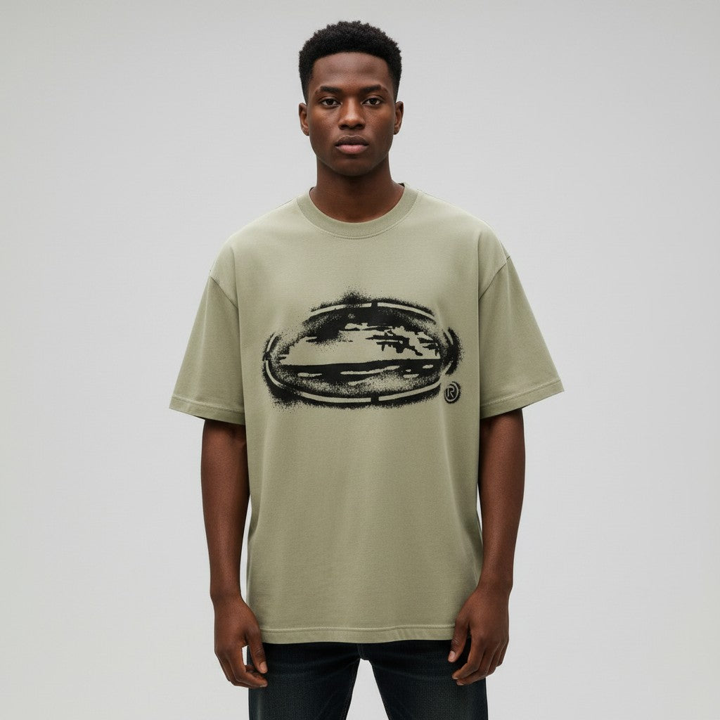 Men's Beige "I Deserve It All" Oversized Graphic Tee
