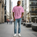 Pink All-Over Text Print Oversized Tee