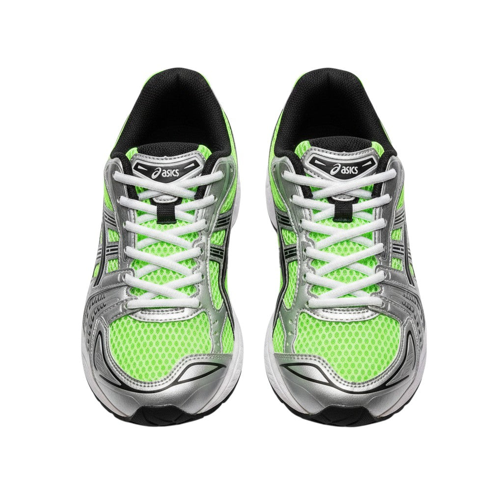 Men's Neon Green & Silver Retro Runner Sneakers with Metallic Overlays