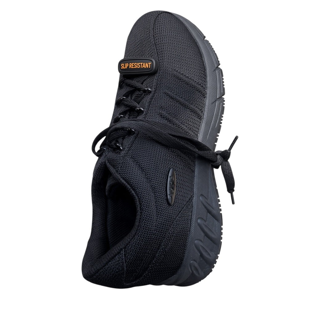 Black Mesh Segmented-Sole Lace-Up Sneakers