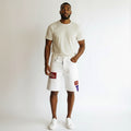 Men's White Cargo Patch Denim Shorts