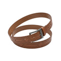 Embossed Patterned Leather Belt Single-Prong Buckle