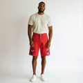 Men's Red Cargo Chain Denim Shorts