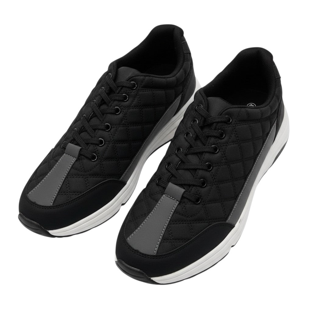 Black Quilted Suede Low-Top Sneakers