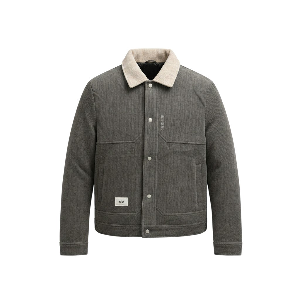 Men's Brown Corduroy Sherpa Collar Snap-Button Jacket