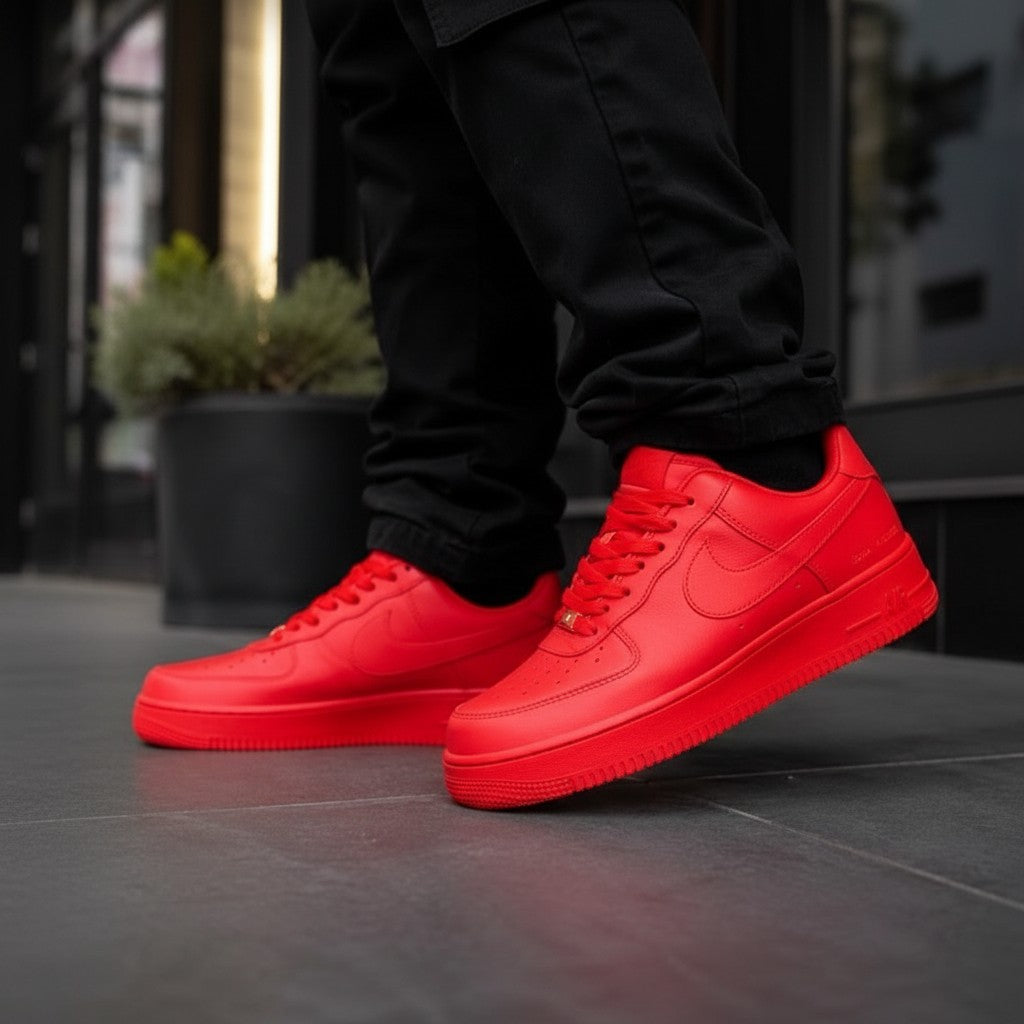 Triple Red  Low-Top Leather Sneakers