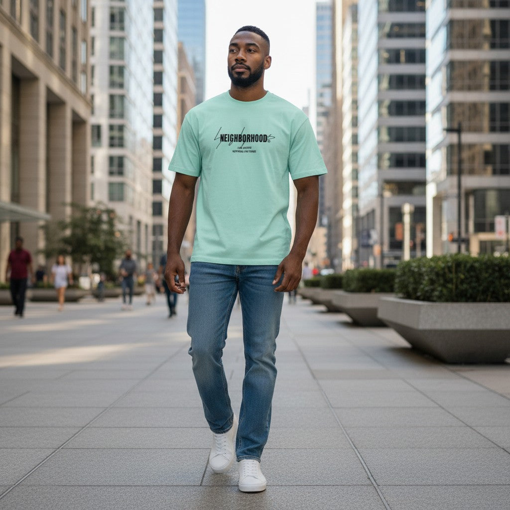 Mint Green Neighbourhood Graphic Oversized Tee