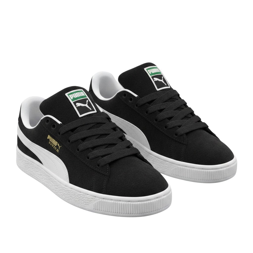 Men's Black Suede Low-Top Retro Sneakers with White Cupsole