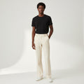 Men's Cream Wide-Leg Palazzo Plain Trousers
