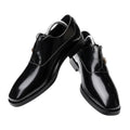 Square-Toe Patent Penny Loafer Black Silver