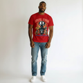 Men's Red Suiper Studio Skull Graphic Oversized T-Shirt