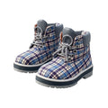 Men's Blue Plaid Tartan Lace-Up Ankle Boots