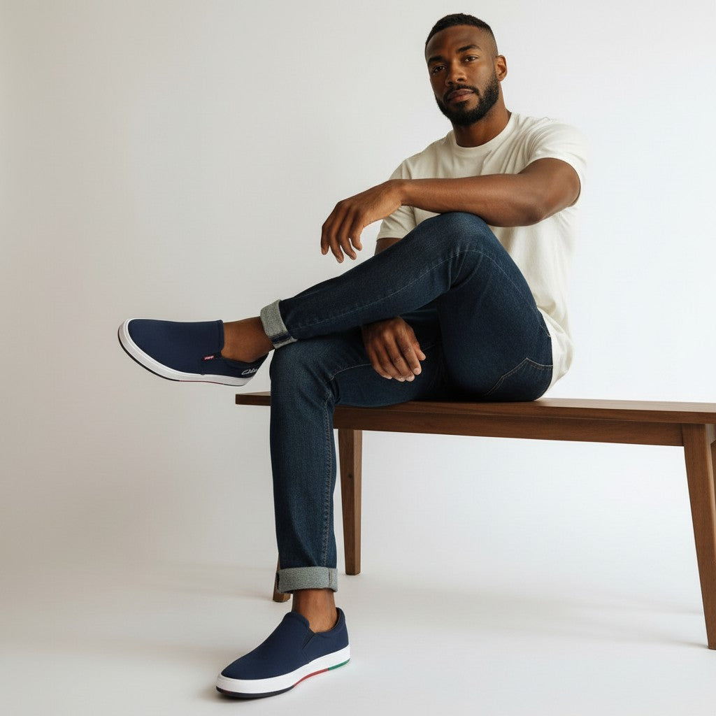 Men’s  Navy Blue and white bottoms Shoe