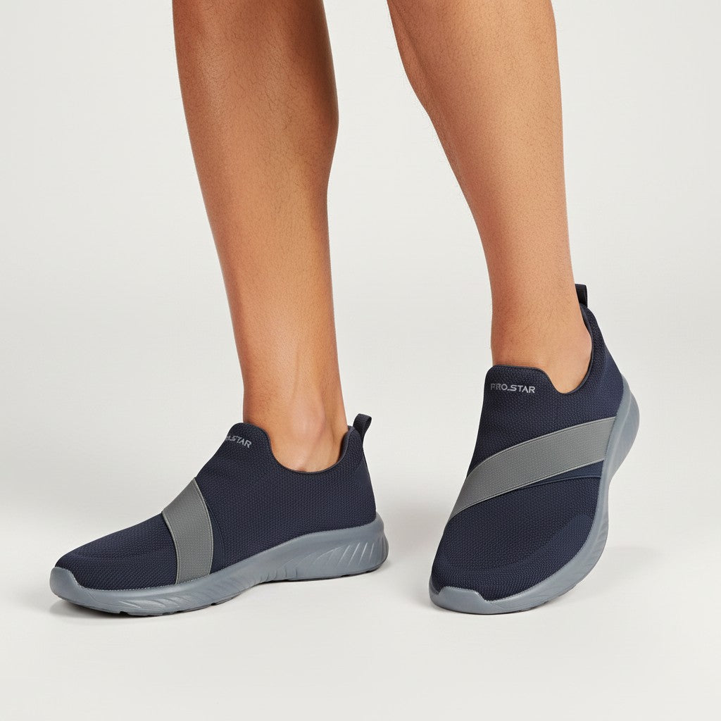 Men's Navy Blue Elastic Strap Slip-On Sneaker