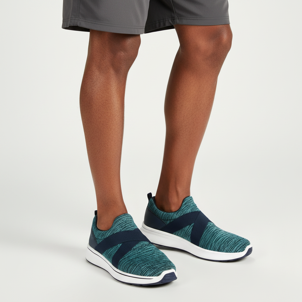 Men's Teal Marled Knit Slip-On Running Shoe