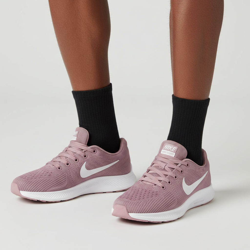 Women's Dusty Pink Quilted Mesh Lace-Up Running Sneaker