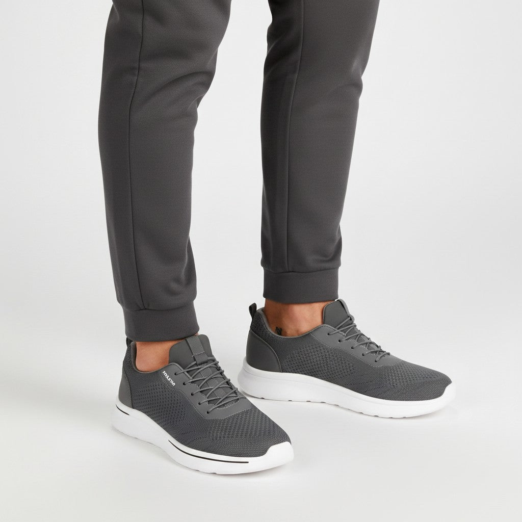 Men's Charcoal Grey Knit Lace-Up High-Top Sneaker