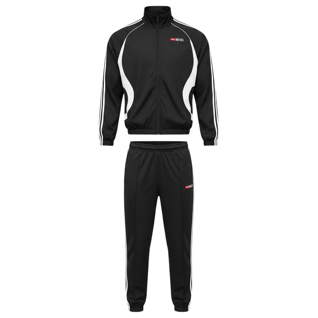 Men's Two-Piece Tracksuit Set - Black & White