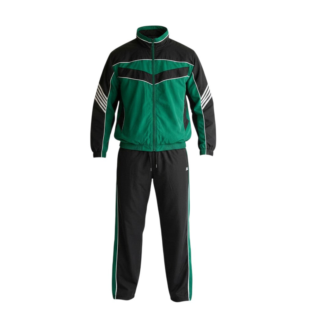 Men's Two-Piece Tracksuit Set - Green & Black