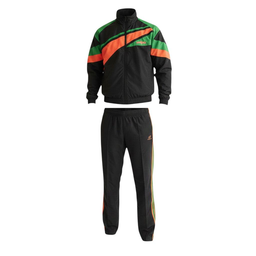 Men's Black Colour Block Tracksuit Set