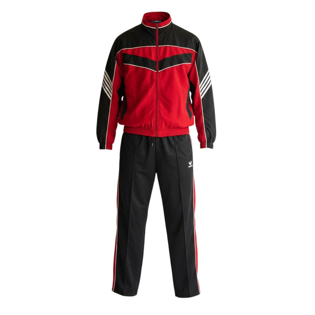Men's Two-Piece Tracksuit Set - Red & Black