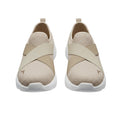 Women's Champagne Gold Glitter Cross-Strap Slip-On Sneaker