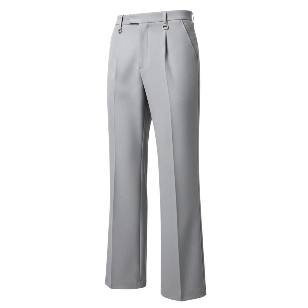Men's Light Grey Wide-Leg Palazzo Plain Trousers