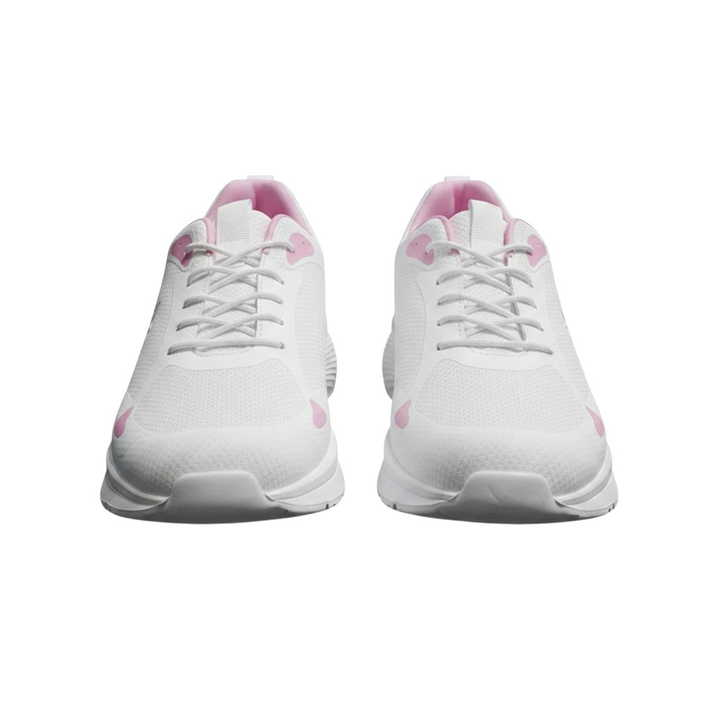 Women's White & Pink Mesh Lace-Up Running Sneaker