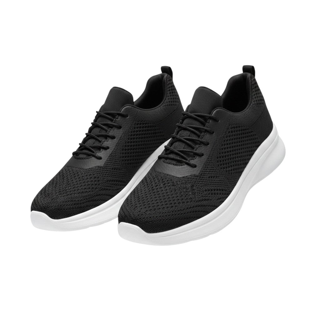 Men's Black Mesh Lace-Up Running Shoe