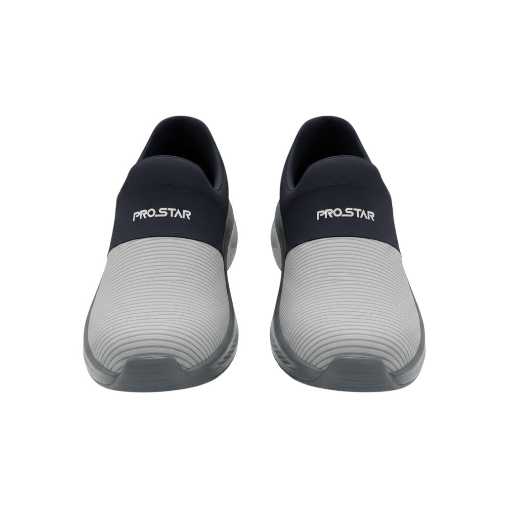 Men's Light Grey Ribbed Knit Slip-On Running Shoe