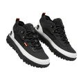 Men's Black & White Mid-Top Trail Sneakers with Mesh Upper and Lug Sole