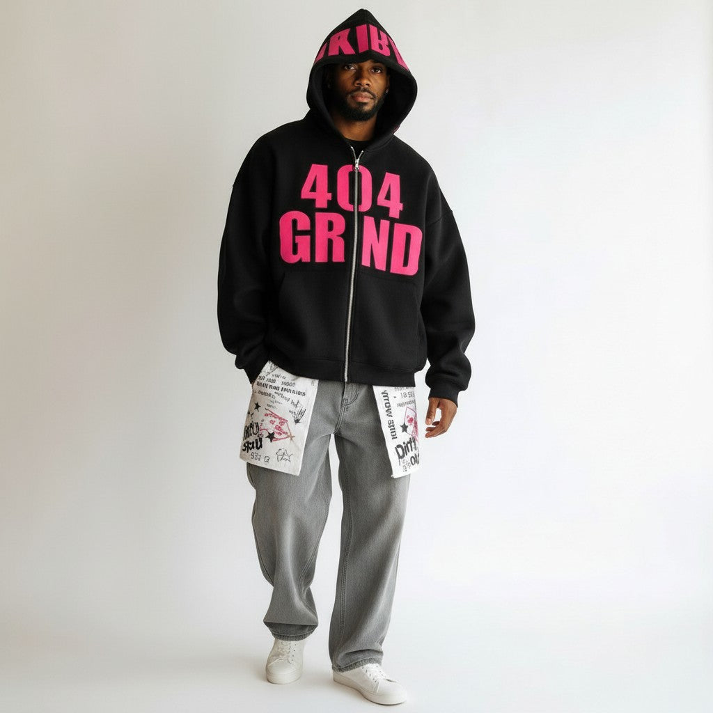 404 Grind Zip-Up Hoodie – Black
