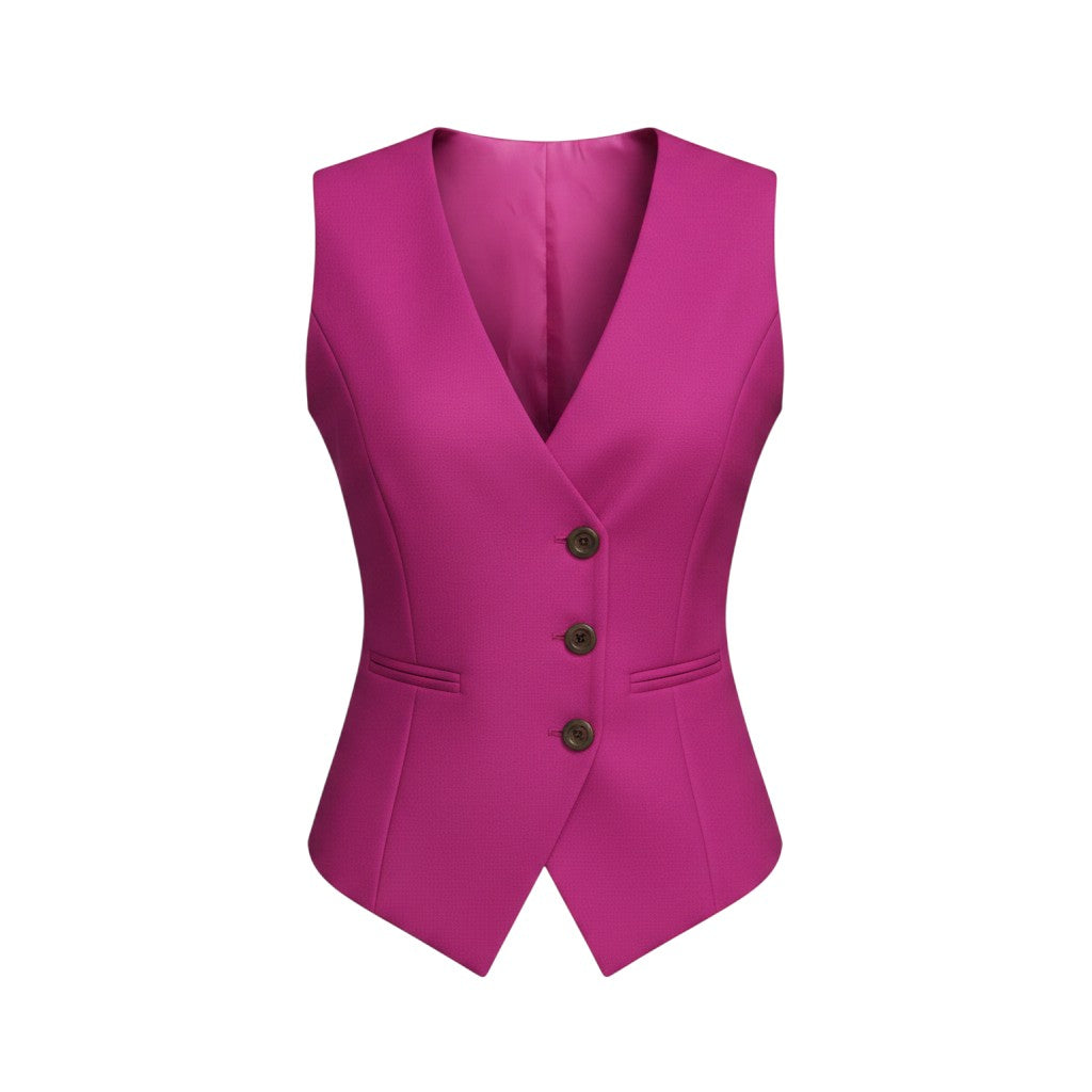Women's Fuchsia Pink Button-Front Structured Waistcoat