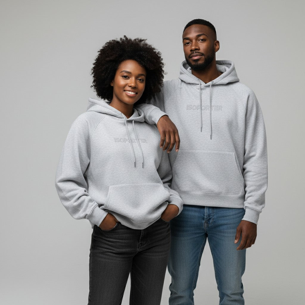 Tonal Script Pullover Hoodie – Grey Marl