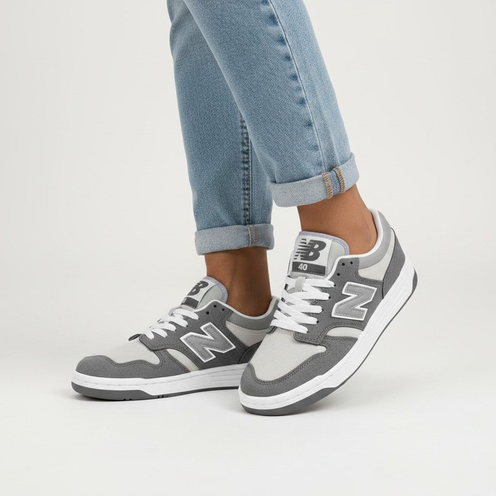 Men's Grey Suede Low-Top Court Sneakers