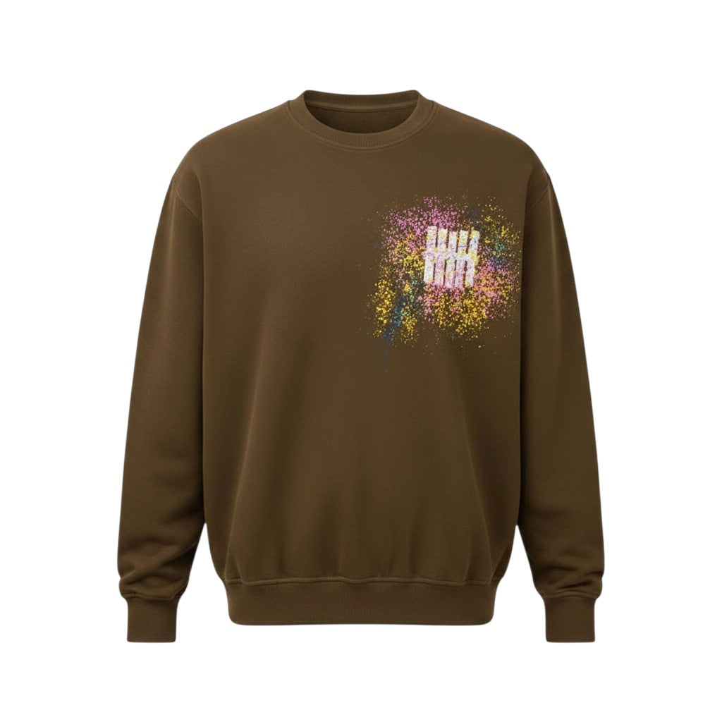 Olive Paint Splatter Graphic Crew-Neck Sweatshirt