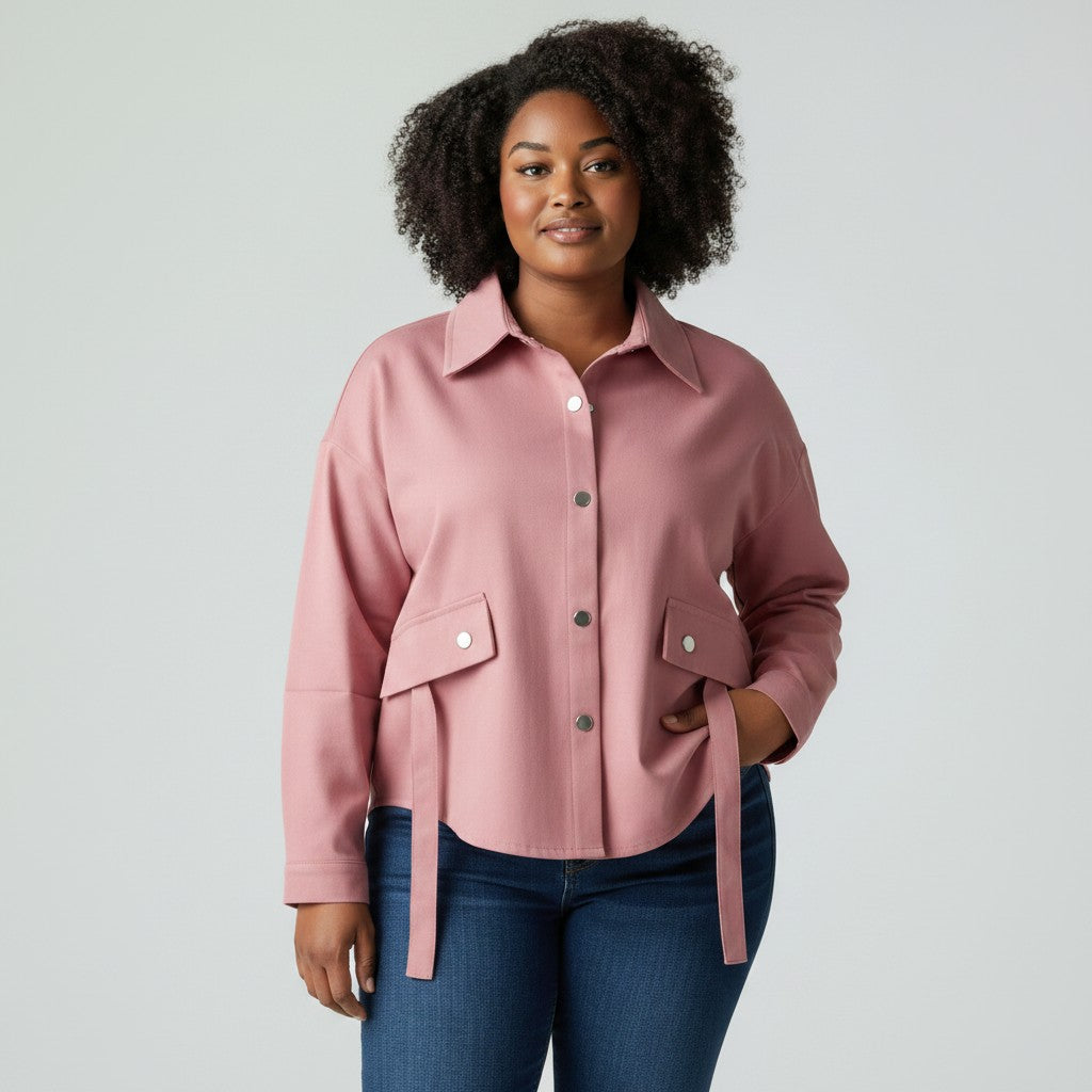 Dual-Pocket Belted Cargo Shirt