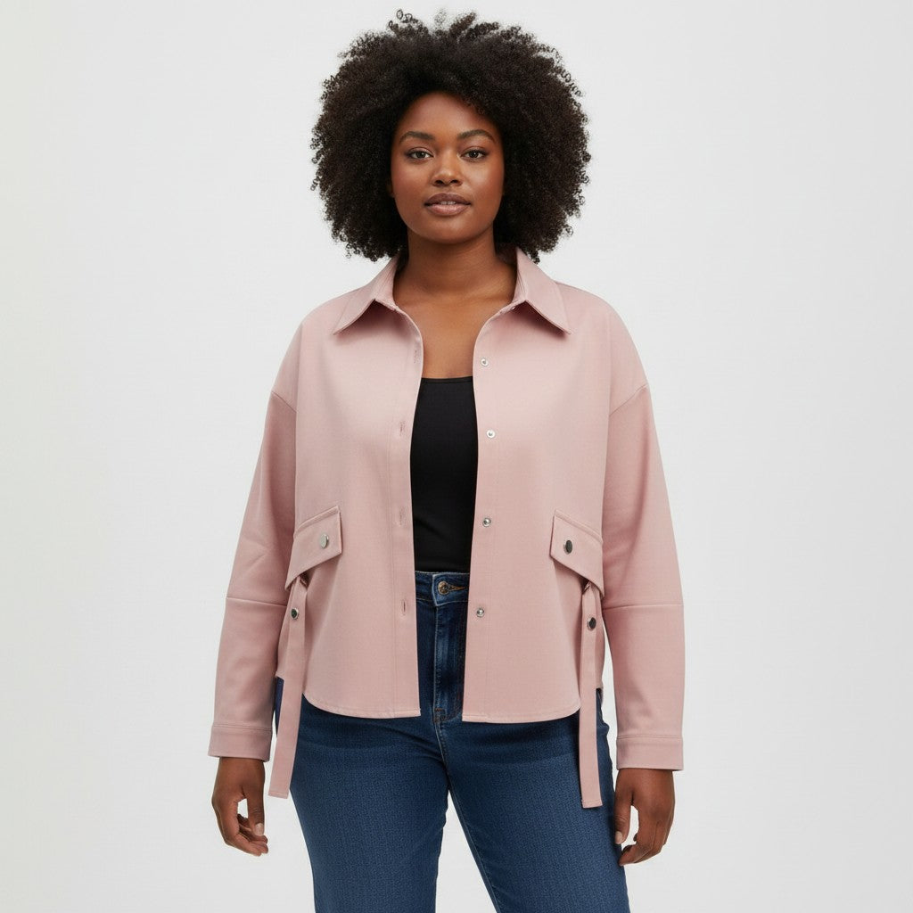 Dual-Pocket Belted Cargo Shirt