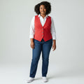 Women's Red Button-Front Structured Waistcoat