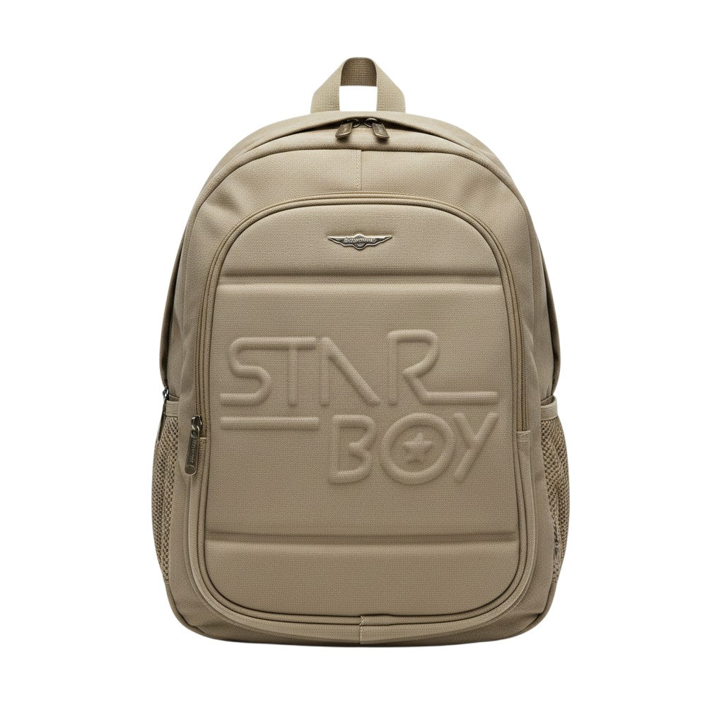Sand Canvas Embossed Star Boy Unisex School Backpack