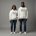 De Long Seary Life Plaid-Lined Pullover Hoodie – White
