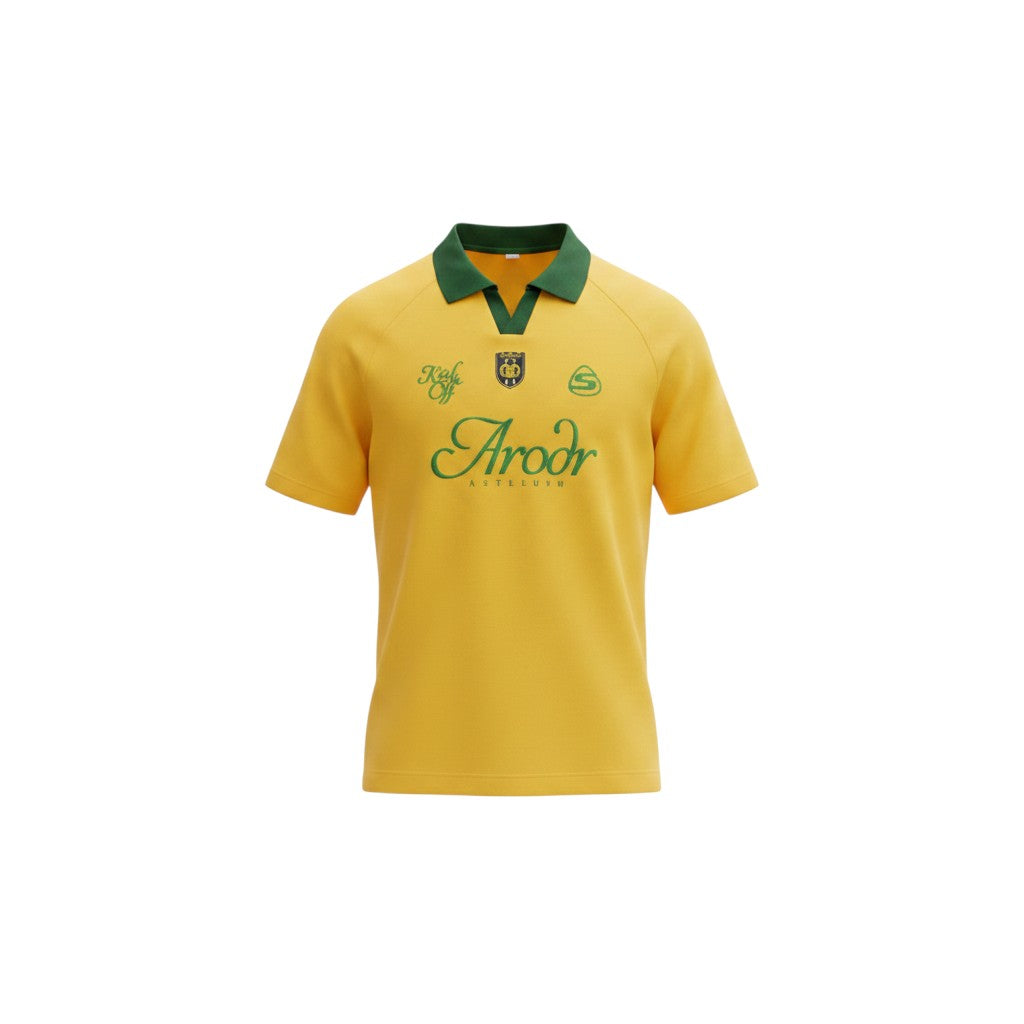 Men's Yellow & Green Retro Graphic Polo Shirt