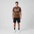 Men's Brown Camo Print Round Neck Jersey Tee