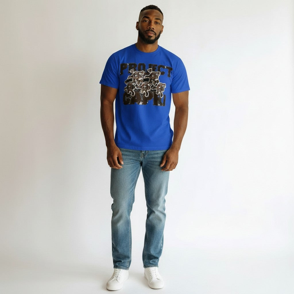 Men's Royal Blue Project Capri Graphic Oversized T-Shirt
