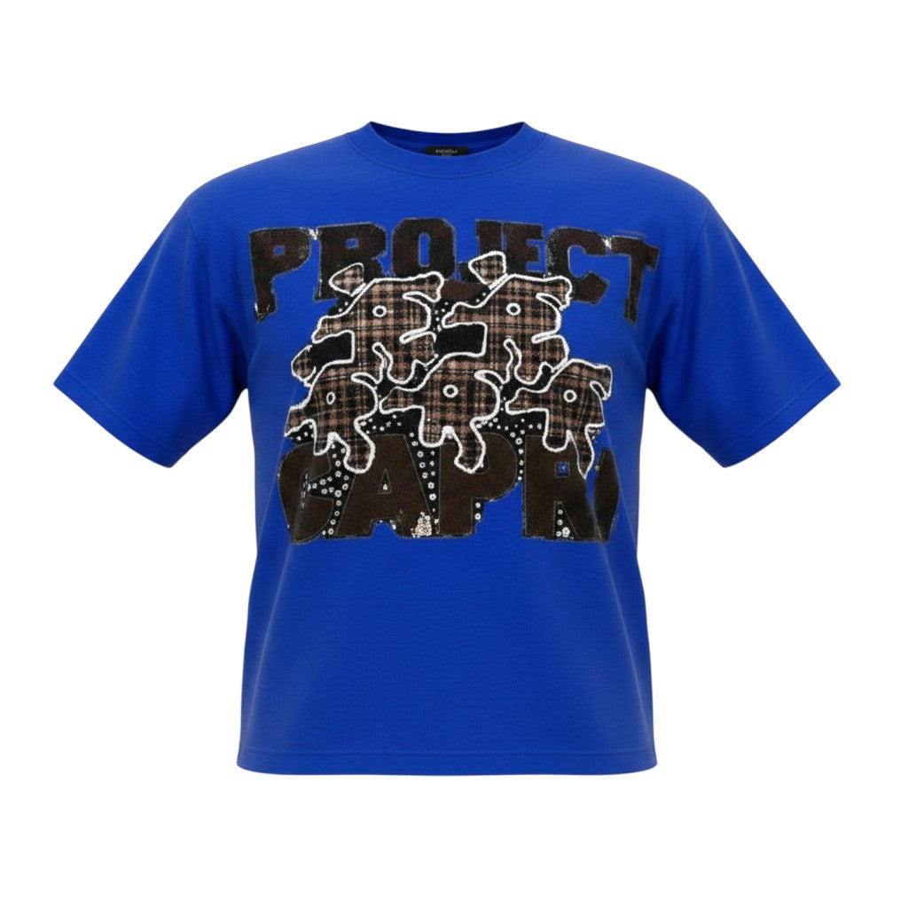 Men's Royal Blue Project Capri Graphic Oversized T-Shirt
