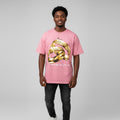 Men's Pink Legacy Dept Gold Rings Graphic Oversized Tee
